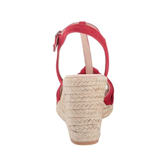 NEW Eric Michael Women Edie Red Suede Knot Jute Wedge Peep Toe Dress Sandal - Picture 4 of 6